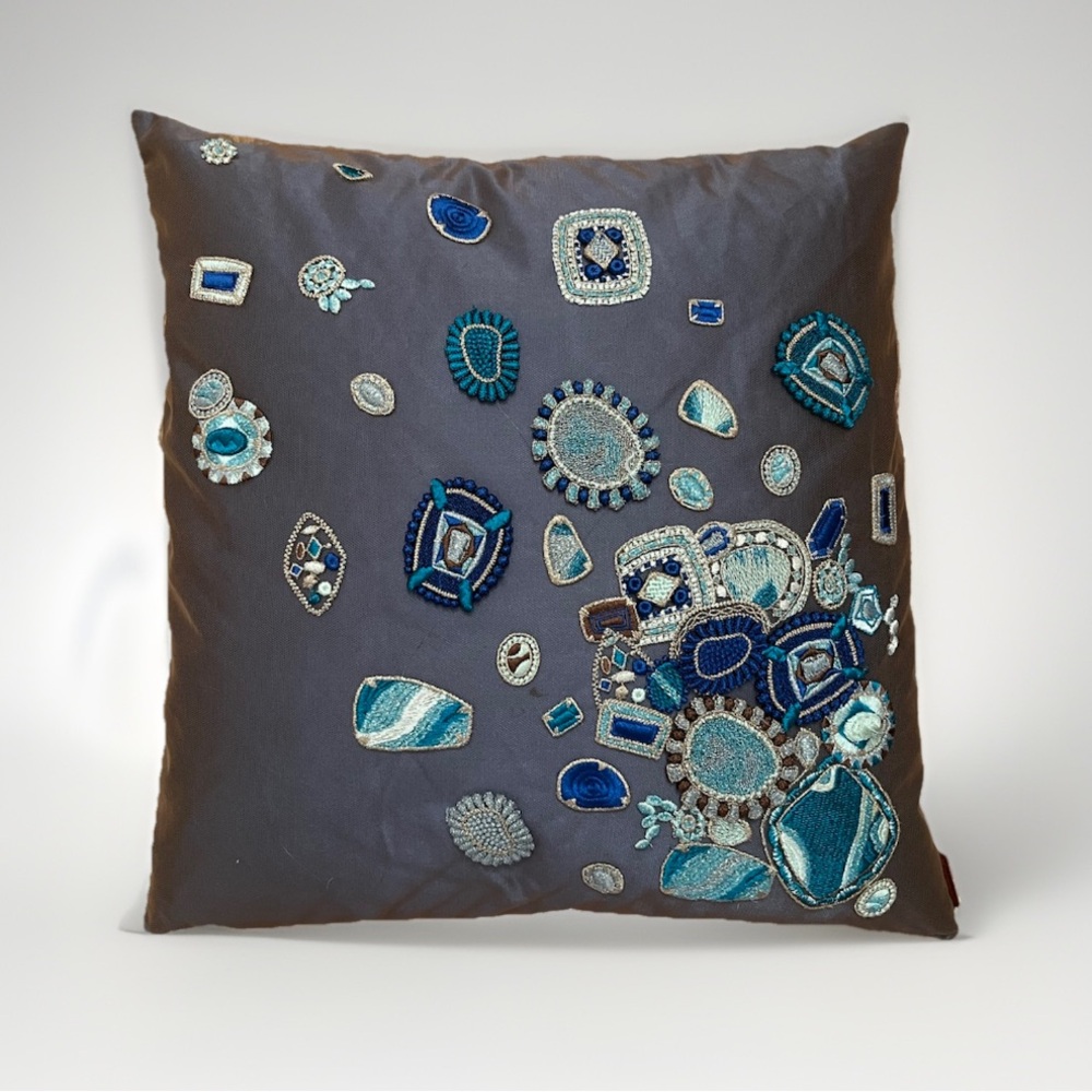 $1200 Missoni Silk Embroidered Throw Pillow 16 Inch Patin Cushion 16x16